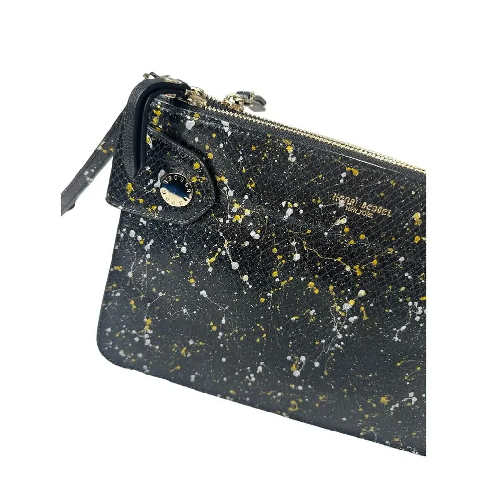 Henri‎ Bendel Divine Splatter Snake Crossbody Women OS Black NWOT Rare Leather